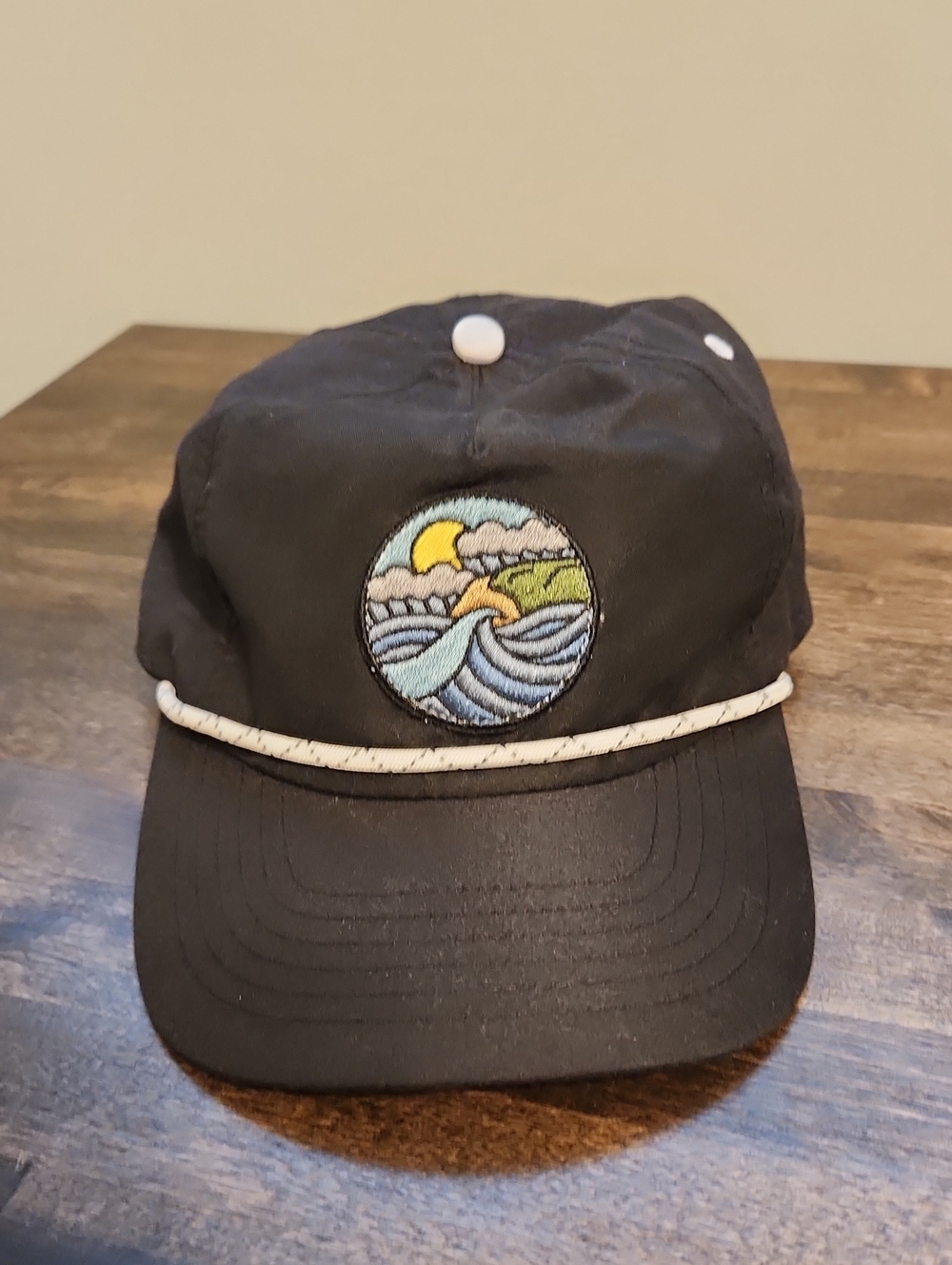 Sleeping Bear Surf Black Rope-Trim Adjustable Snap Back Baseball Hat Empire, MI